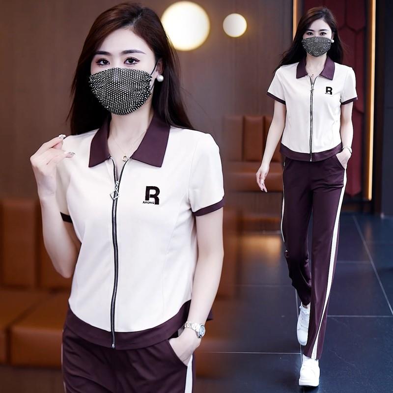 香港大尺码女装2026新款夏季妈妈装显瘦遮肉潮休闲套装洋派时尚减