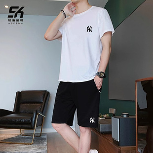 短袖 薄款 短裤 两件套新款 两件套 休闲运动套装 宽松大码 男2024年夏季