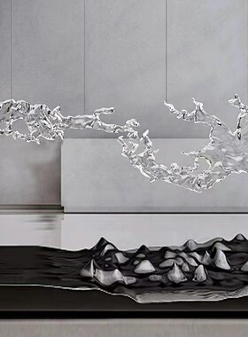 现代轻奢透明树脂雕塑浪花空中吊饰酒店售楼处天花板悬挂装饰摆件