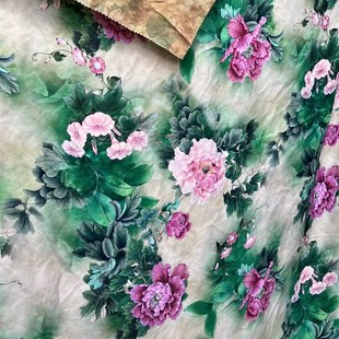 面料 超级顺滑服装 新款 铜氨丝双面印花布料设计半身裙子袍子花衬衫