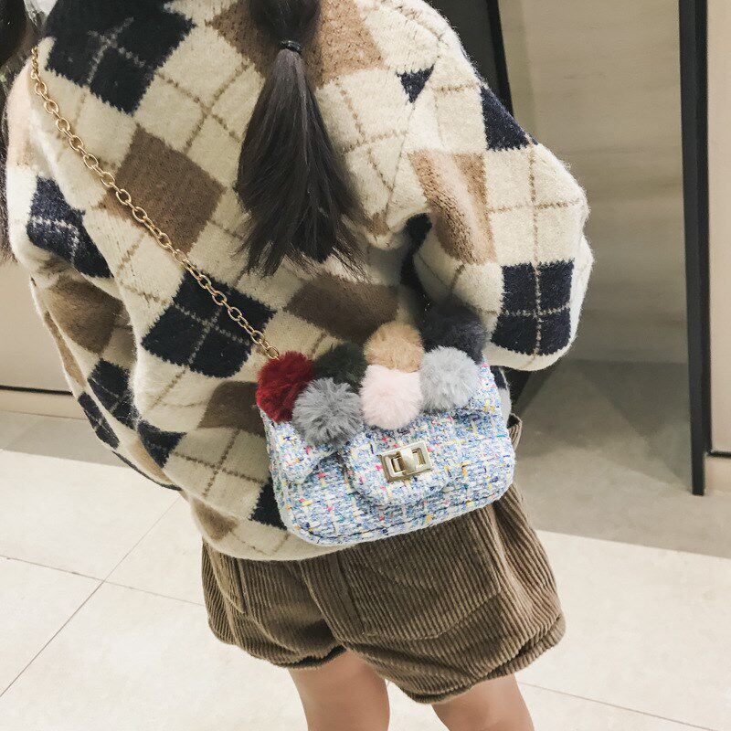 秋冬韩版儿童迷你 可爱个性复古C毛呢斜挎包女童宝宝小包包零钱包
