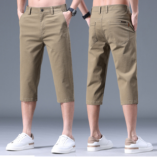 新款 休闲7分短裤 七分休闲裤 百搭男士 男纯棉直筒弹力中裤 2025夏季