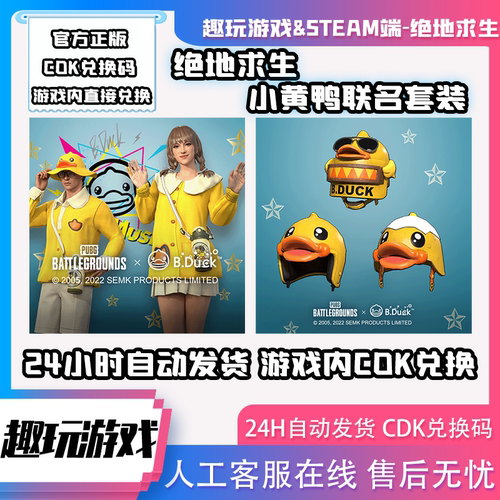 PUBG绝地求生小黄鸭皮肤套装礼包吃鸡DUCK联名限定返场兑换码CDK