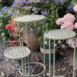 美式 花盆架多层室内外花凳客厅阳台绿萝花架子 乡村铁艺花架落地式