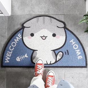 网红卡通橘猫半圆入户门丝圈地垫门口进门脚垫家用地毯门垫定制