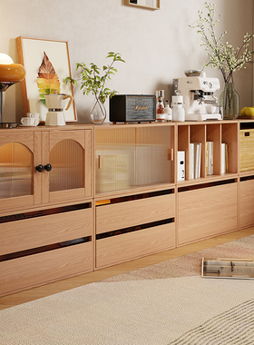 书柜储物柜一体模块化自由组合柜实木落地矮柜去客厅化电视柜落地