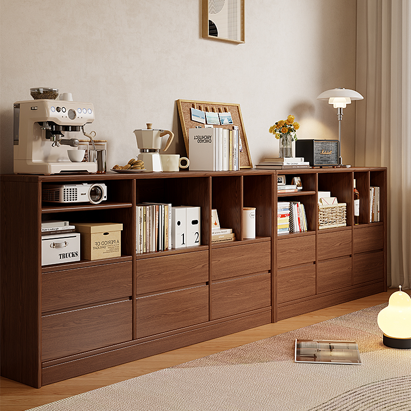 书架一体靠墙展示柜落地置物架