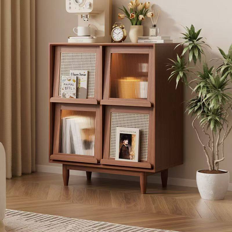 实木书柜展示柜家用客厅玻璃门书柜木制置物柜宋式美学斗柜中古风