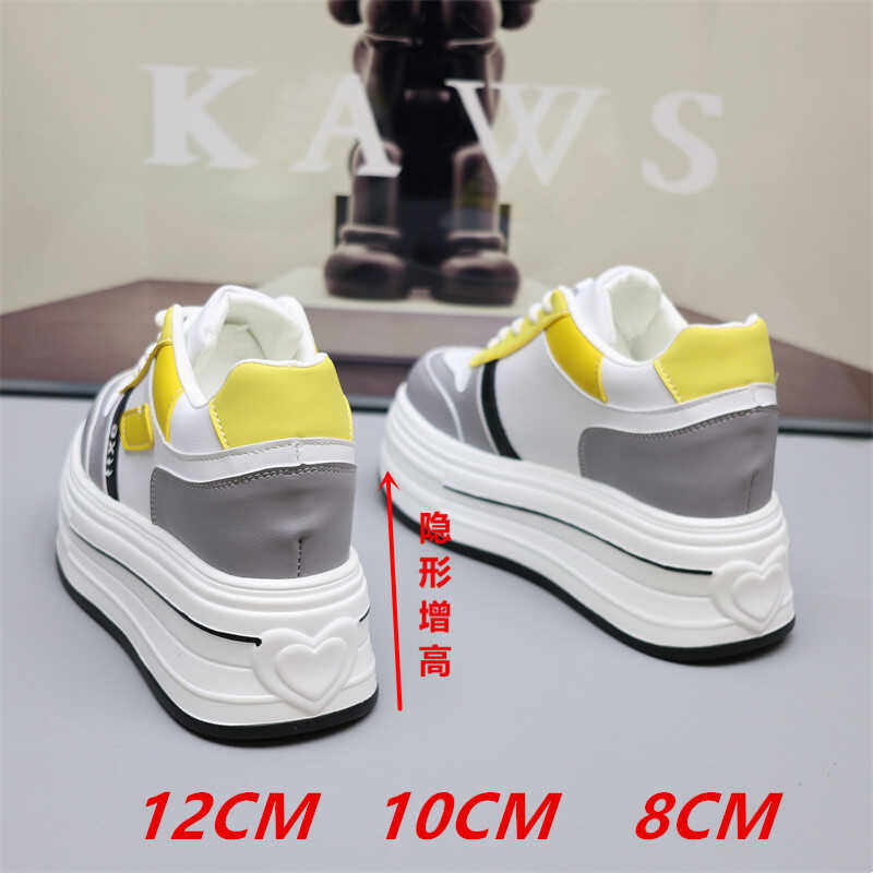 厚底松糕12cm增高小白鞋子女2024秋季新款8cm小个子配裙休闲板鞋