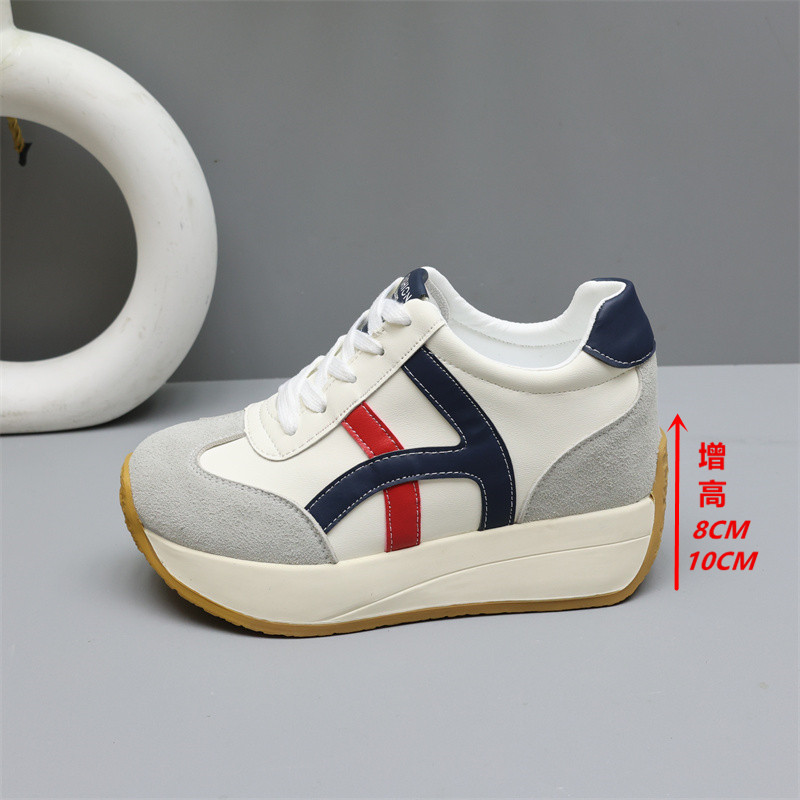 小个子厚底增高8-10cm小白鞋女踩屎感阿甘德训鞋秋冬加绒老爹鞋女