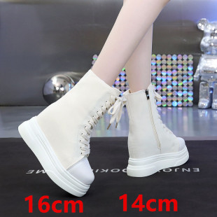 14CM隐形内增高高帮帆布鞋2023秋新款cos增高鞋小个子16cm矮子乐