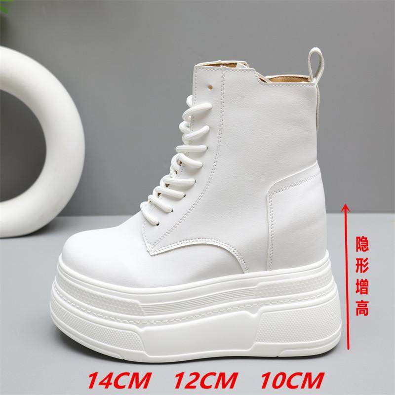 14公分内增高马丁靴女英伦风2024秋冬加绒小个子12cm厚底松糕短靴