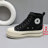 百搭小个子板鞋 夏季 女 女款 2025爆款 隐形内增高10 12cm厚底帆布鞋