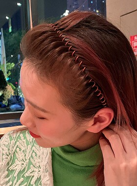 韩国铁卡子头箍波浪发卡男女黑色发夹洗脸压O发发箍细前刘海敷面