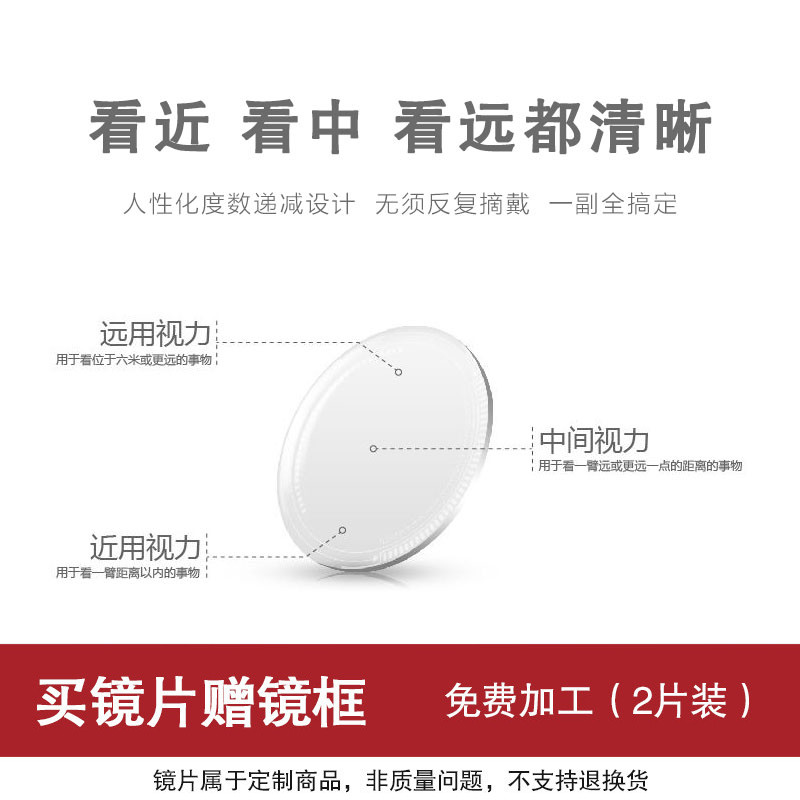 定制坊156f 167 174渐进多焦点镜片 防蓝光变色 近视老花眼镜