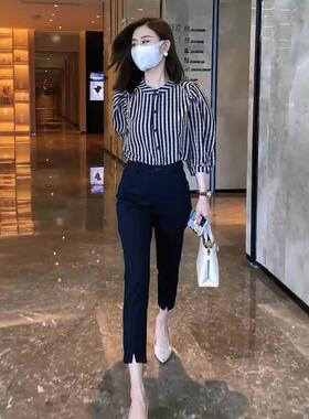 8分裤女夏季2薄黑色女西装裤小个子2RYZ04新款七分小款脚休闲西裤