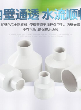 PVC给水异径直接异径三通配件下水管转接头配件蓝白灰125160200