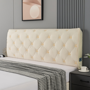 福字床头套罩全包夹棉加厚t保护高档皮木床靠背软包高端大气可拆