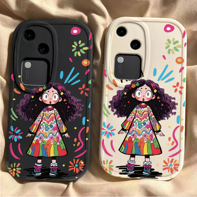 涂鸦女孩vivos18手机壳s17新款s16pro防摔vovos15e硅胶套s12全包s10/s9e卡通vivis7t可爱s6s5高级感s1pro男女