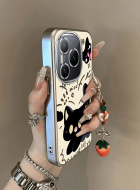 适用荣耀Power手机壳华为HONORPower黑色猫咪保护套HONOR新款硅胶P0wer全包防摔专用外壳H0N0RP0wer男女