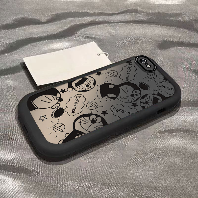 晕染叮当猫苹果6s/7/8plus手机壳新款iPhoneXSmax泡芙壳XR防摔5SE软硅胶11pro全包12/13可爱i14P潮ip15女情侣