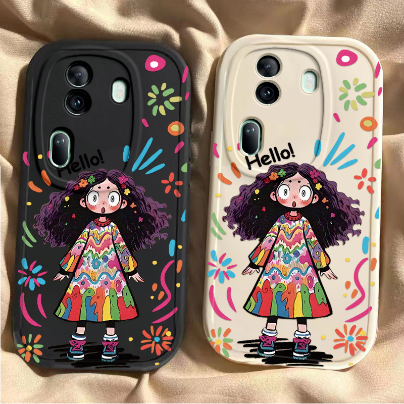 涂鸦女孩opporeno11手机壳10新款reno9pro+可爱reno8se/7/6硅胶套防摔reon5k男女rone4卡通reno3高级感2Z全包