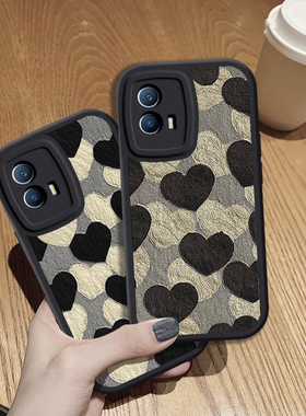 适用于iQOOU5X手机壳新款硅胶V2180GA油画爱心保护套vivoiqoou5全包防摔炫酷iq00u男女可爱网红U5e超薄软壳潮