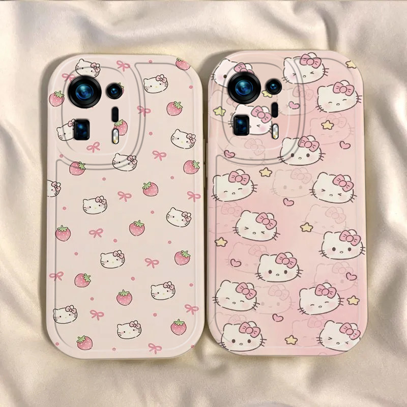 适用小米mix4手机壳草莓KT猫MIX4曲面屏新款网红2106118c可爱全包边防摔mis4卡通女款简约mxi4超薄硅胶软壳