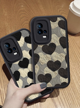 适用于iqoo8手机壳油画爱心vivoiQOO8Pro全包边防摔炫酷iQ8新款硅胶保护套iq008女款网红por超薄潮流情侣软壳