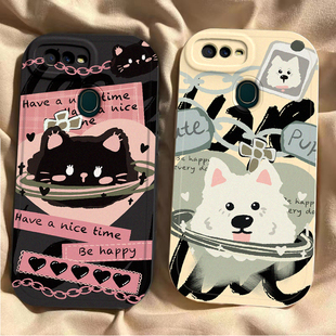 适用OPPOA7手机壳锁链猫狗A7n新款高颜值oppoa7x防摔男女卡通opp0pp0ppoA可爱全包边网红OPA7X保护套硅胶软