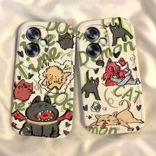 恶魔猫狗oppoa2/a1pro手机壳a58新款a93s网红opopa96硅胶套A575G可爱a11x卡通a32全包防摔a72男a35女a91a83软