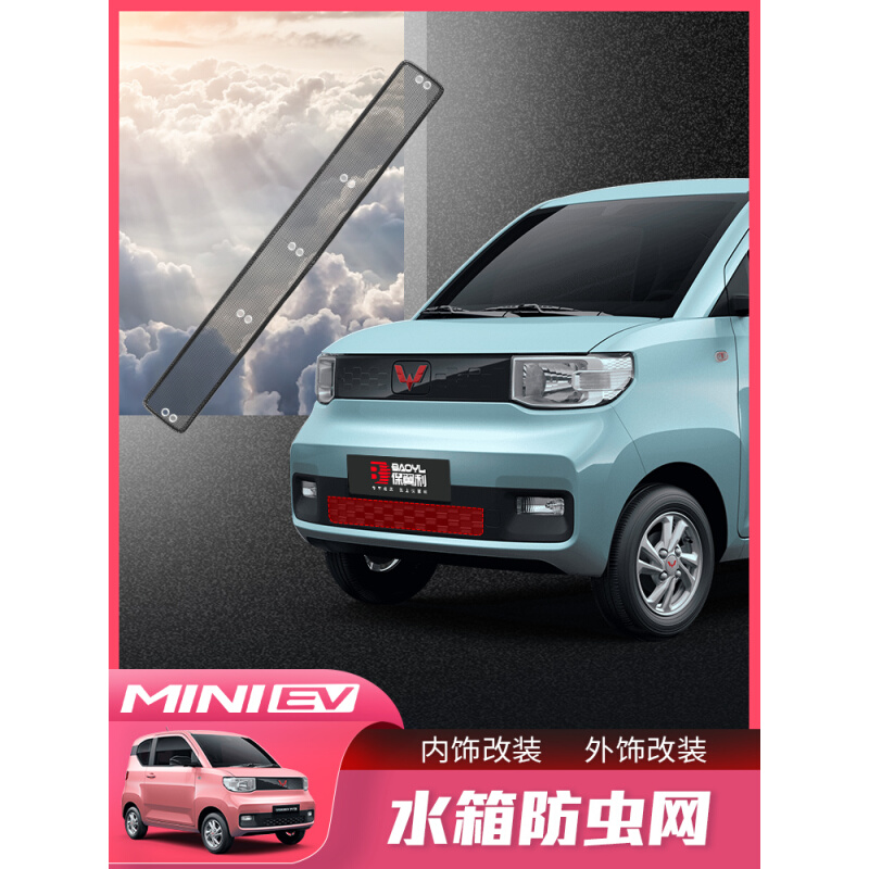 五菱宏光MINI EV中网防虫网水箱罩miniev水箱防护网改装装饰配件