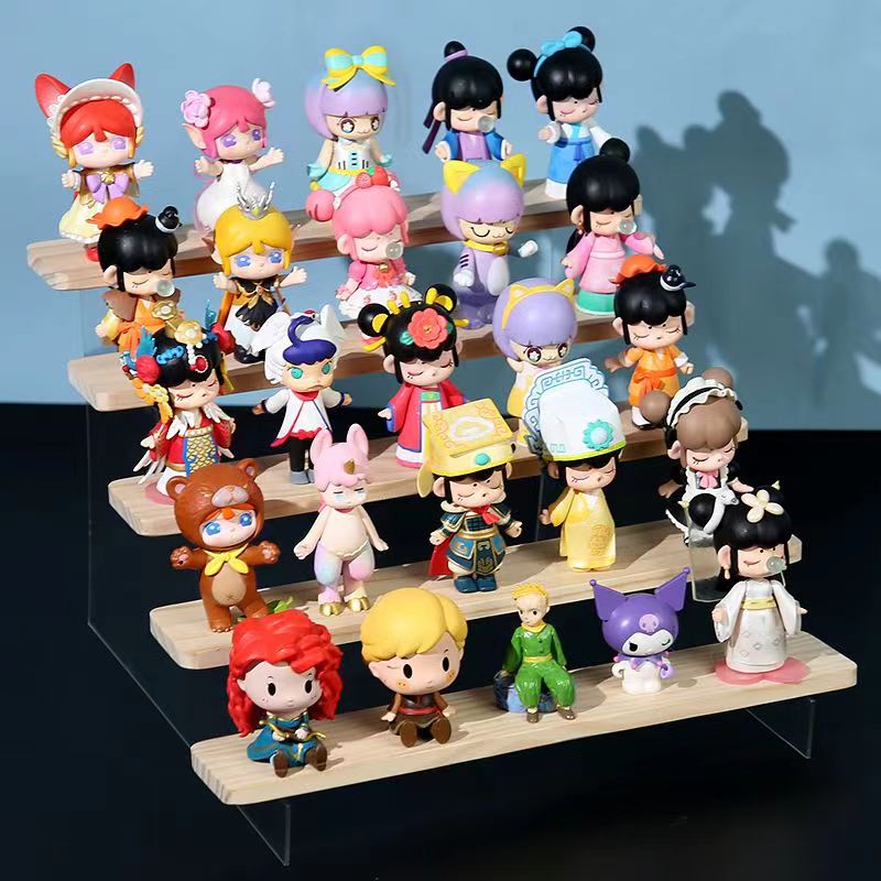 亚克力透明展示架阶梯泡泡玛特盲盒桌面置物架多肉植物手办公仔木