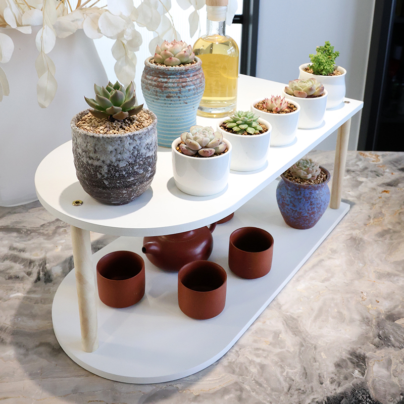 桌面收纳架展示架泡泡马特收纳架多肉绿植首饰茶杯茶具木质复古款