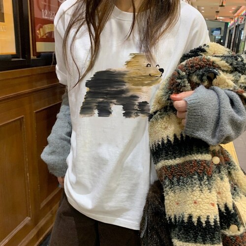 美式慵懒风ins小众设计印花t恤女