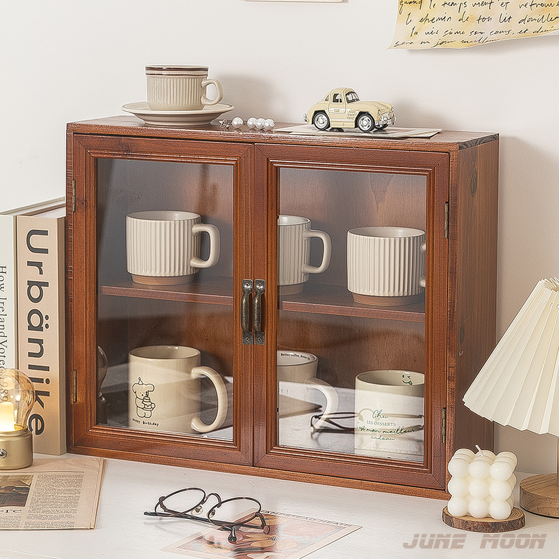 桌面收纳化妆品双开门防尘