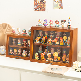 星星人泡泡玛特收纳木盒桌面手办翻盖防尘公仔玩偶娃娃玩具展示架