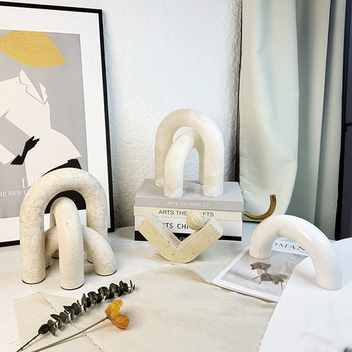 大理石几何摆件花器花瓶装饰品