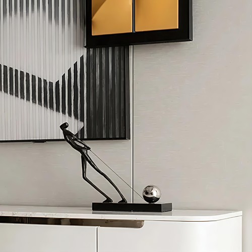 铸铁人物摆件展厅简约轻奢样板房