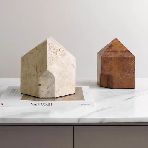 大理石黄洞石抽象几何软装饰品