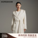系带连帽领长袖 红袖 一手长大衣 新款 女装 商场同款 HOPESHOW2025春季