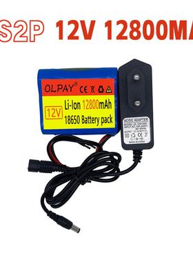 12V 12800mAh锂离子可充电电池3S2P 带BMS保护板 12.6V充电器