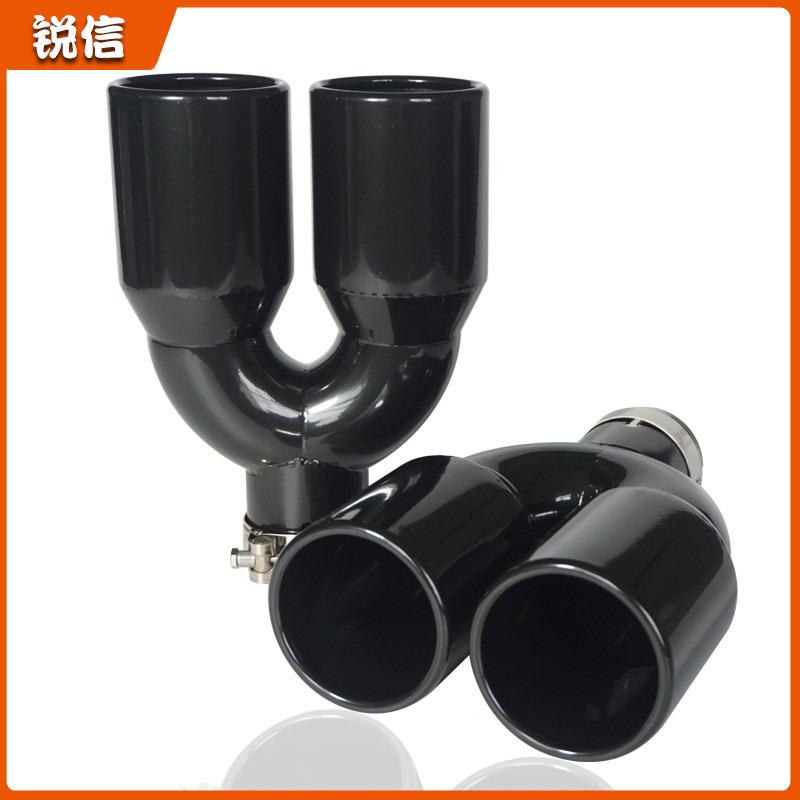 双出齐头不锈钢钛黑款银色款排气管尾嘴汽车改装尾喉适用多种车型