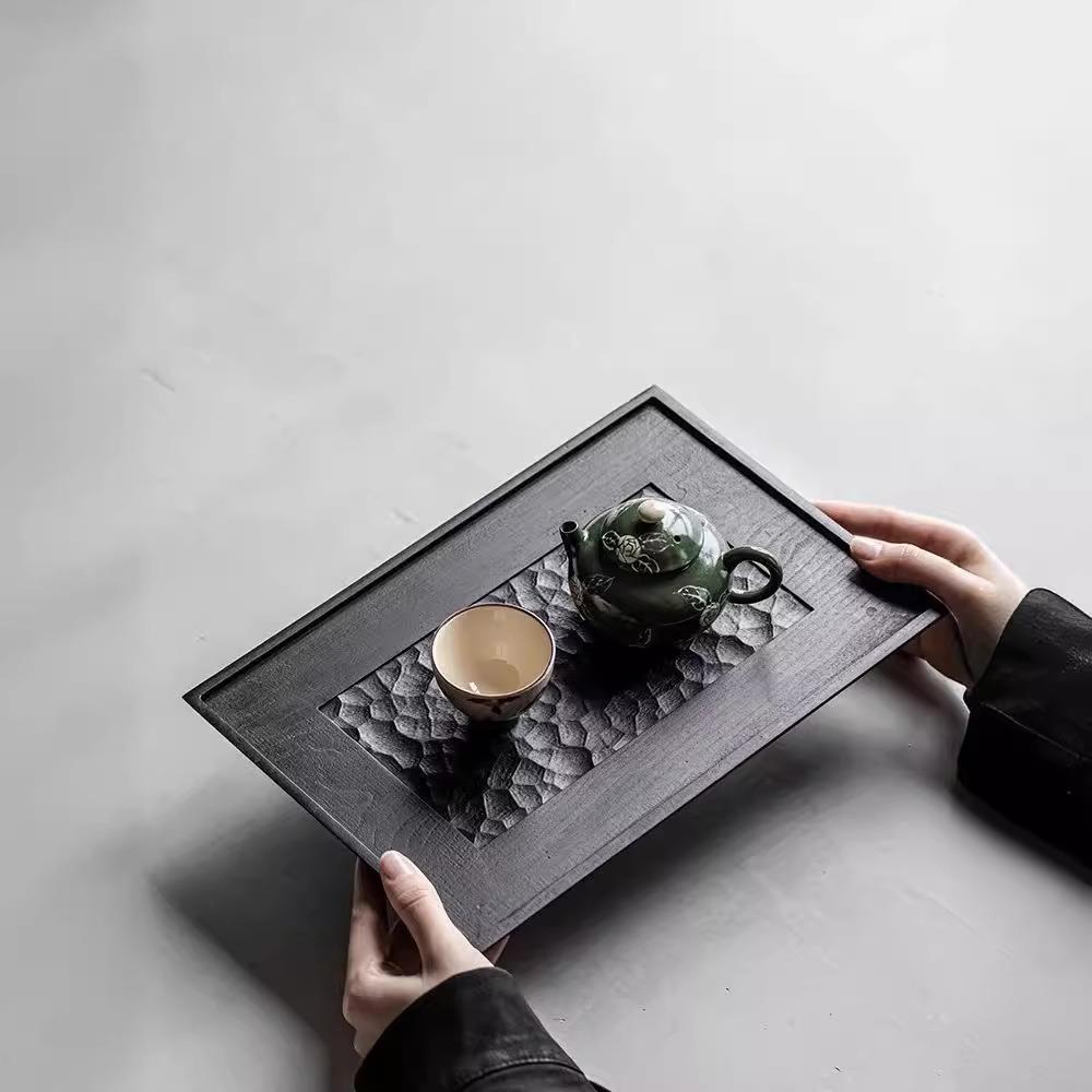 炭烧白蜡木实木小茶台干泡茶托盘手工托盘整木干泡盘壶承