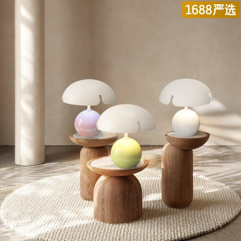 台灯氛围感奶油风蘑菇陶瓷装饰台灯少女高级感公主风