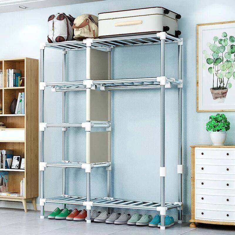 全钢架家用卧室金属布衣柜出租房结实耐用经济型简易衣柜组装