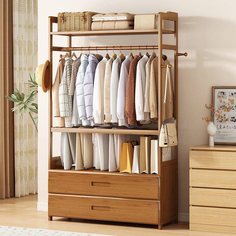 衣帽架简易房间挂衣架衣柜家用落地式卧室衣服晾衣架多功能置物架