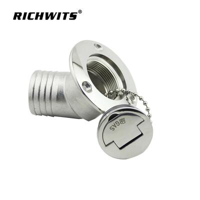 RICHWITS316不锈钢弯加油口游艇油箱体注水口水舱盖油舱盖
