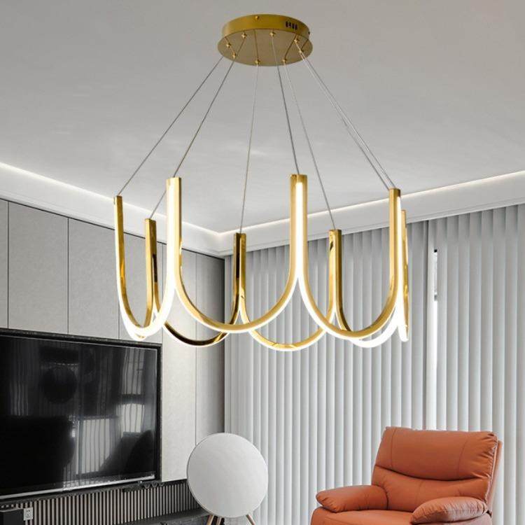 不锈钢客厅吊灯餐厅异形灯简约现代轻奢大气设计师艺术极简书房灯