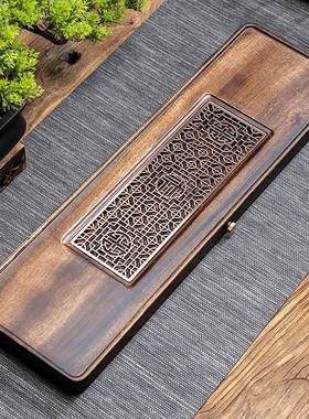 胡桃木实木茶盘客厅家用托盘现代简约泡茶小型茶台排水茶几干泡台